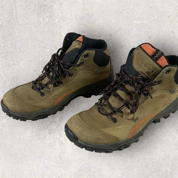 Other - Ecco Mens Hiking Boot Shoes Size 43 Brown Orange Leather Lace Up Gore Tex